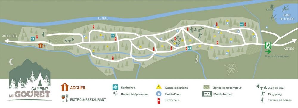 Intérieur camping en été -carte du camping Camping municipal Le Gouret -Aiguilles- Queyras