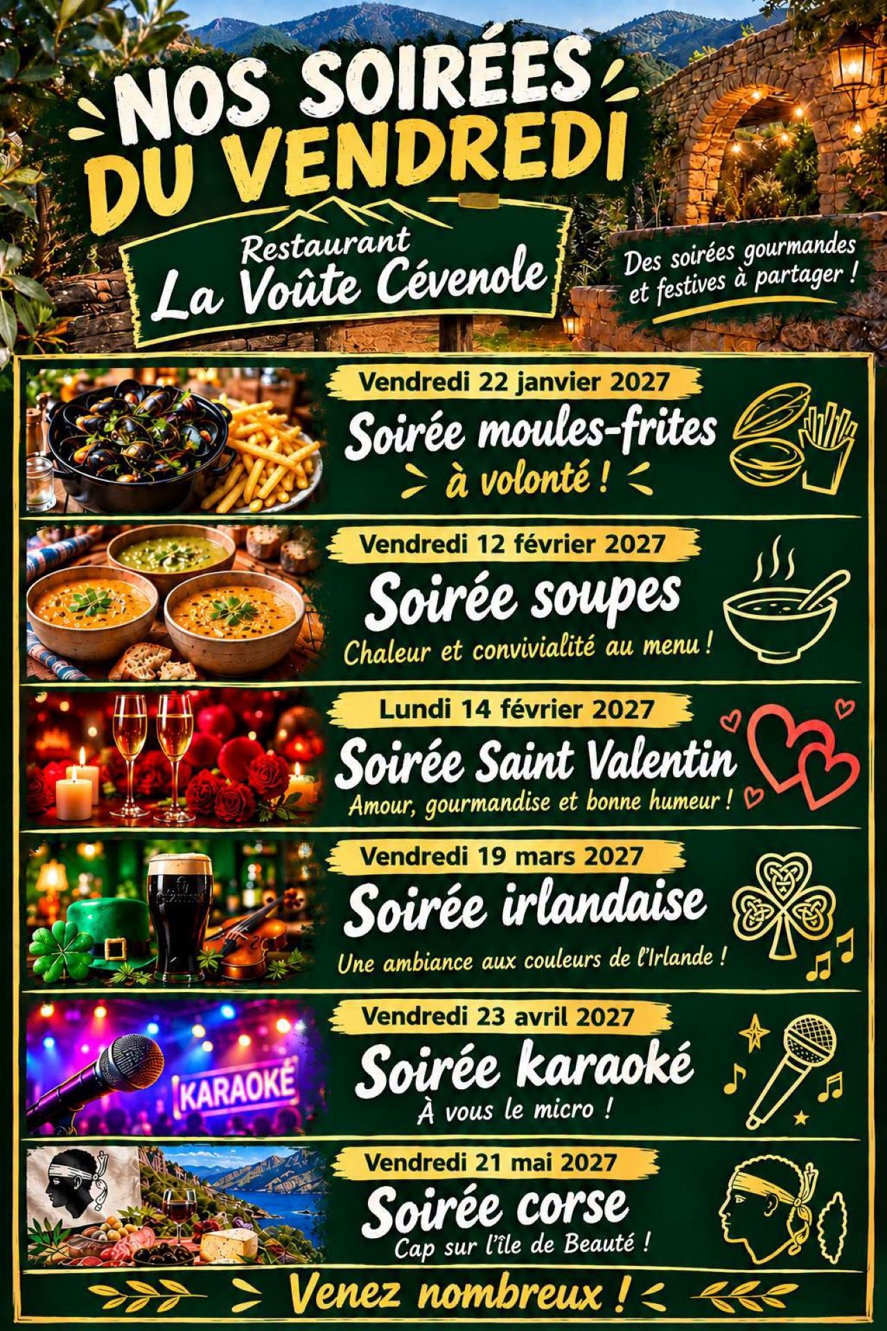 Soirées au Restaurant La Voûte Cévenole_Valleraugue