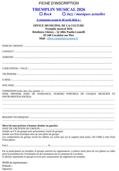 Appel à candidature : 5ème Tremplin musical_Cavalaire-sur-Mer