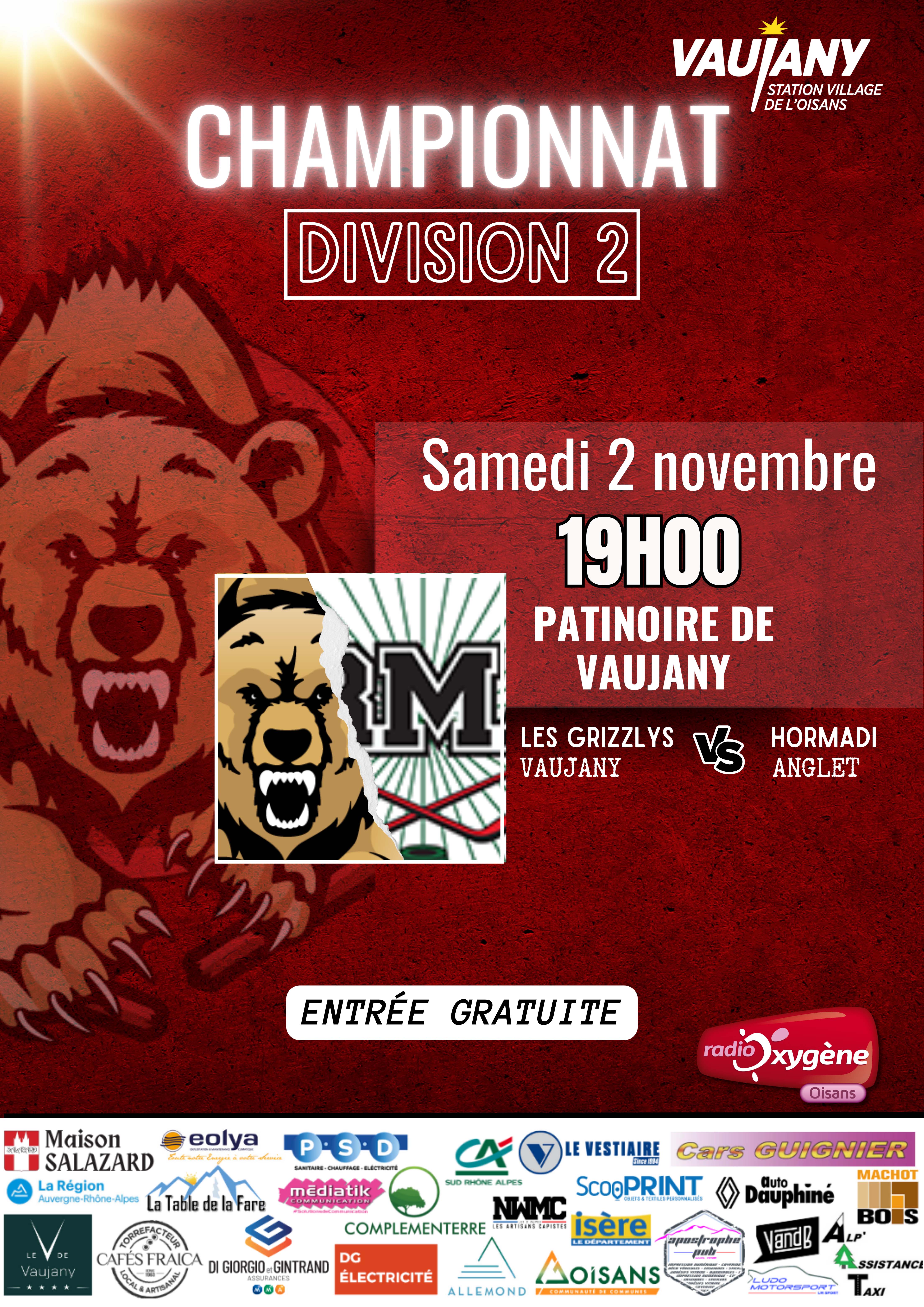 Hockey D2 :  Les grizzlys de Vaujany VS Hormadi (Anglet)