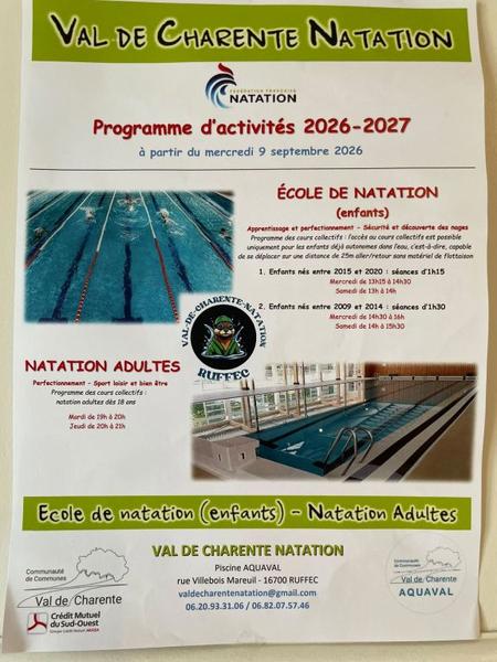 Val de Charente natation pour adultes