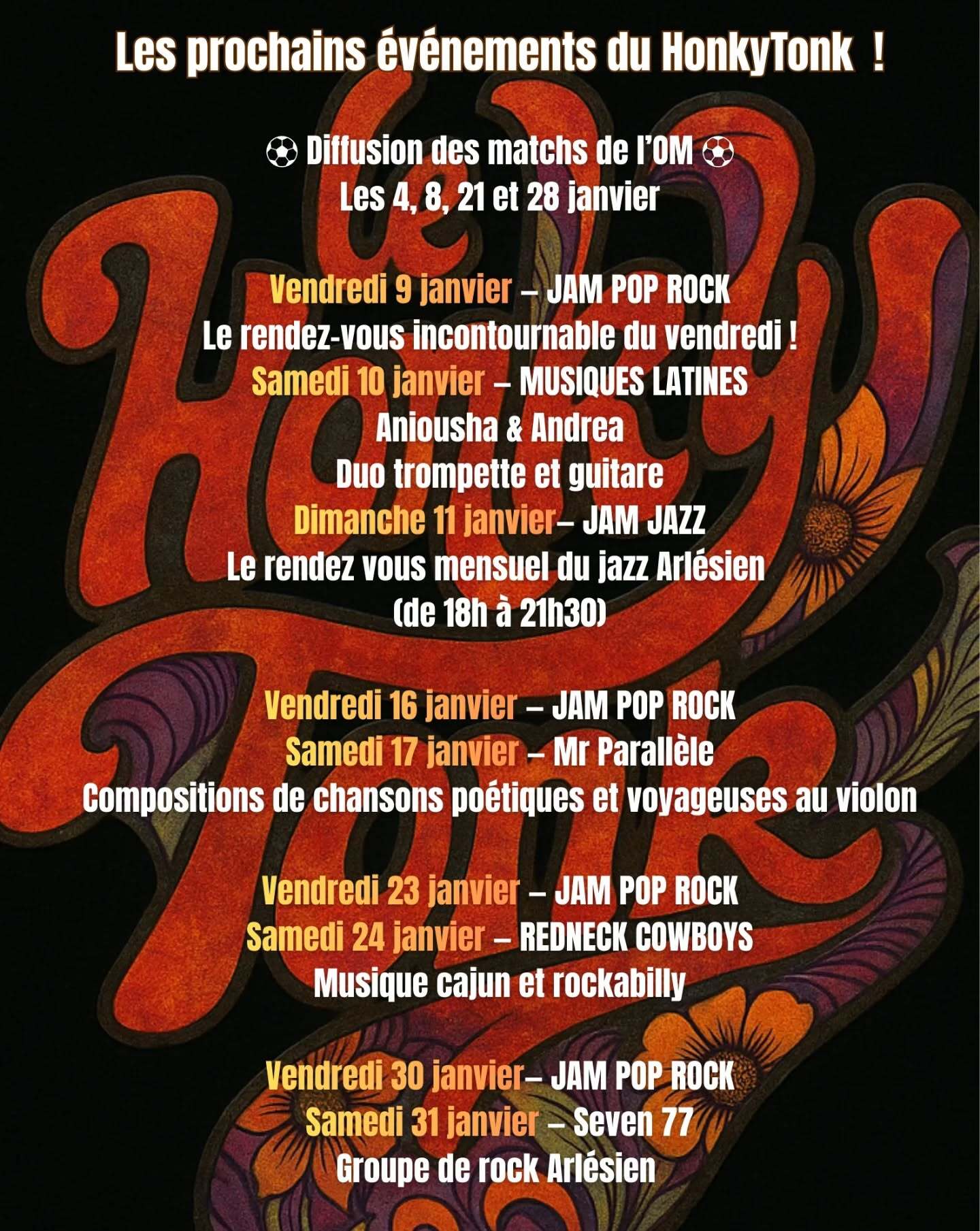 Programme – Honky Tonk Bar Janvier