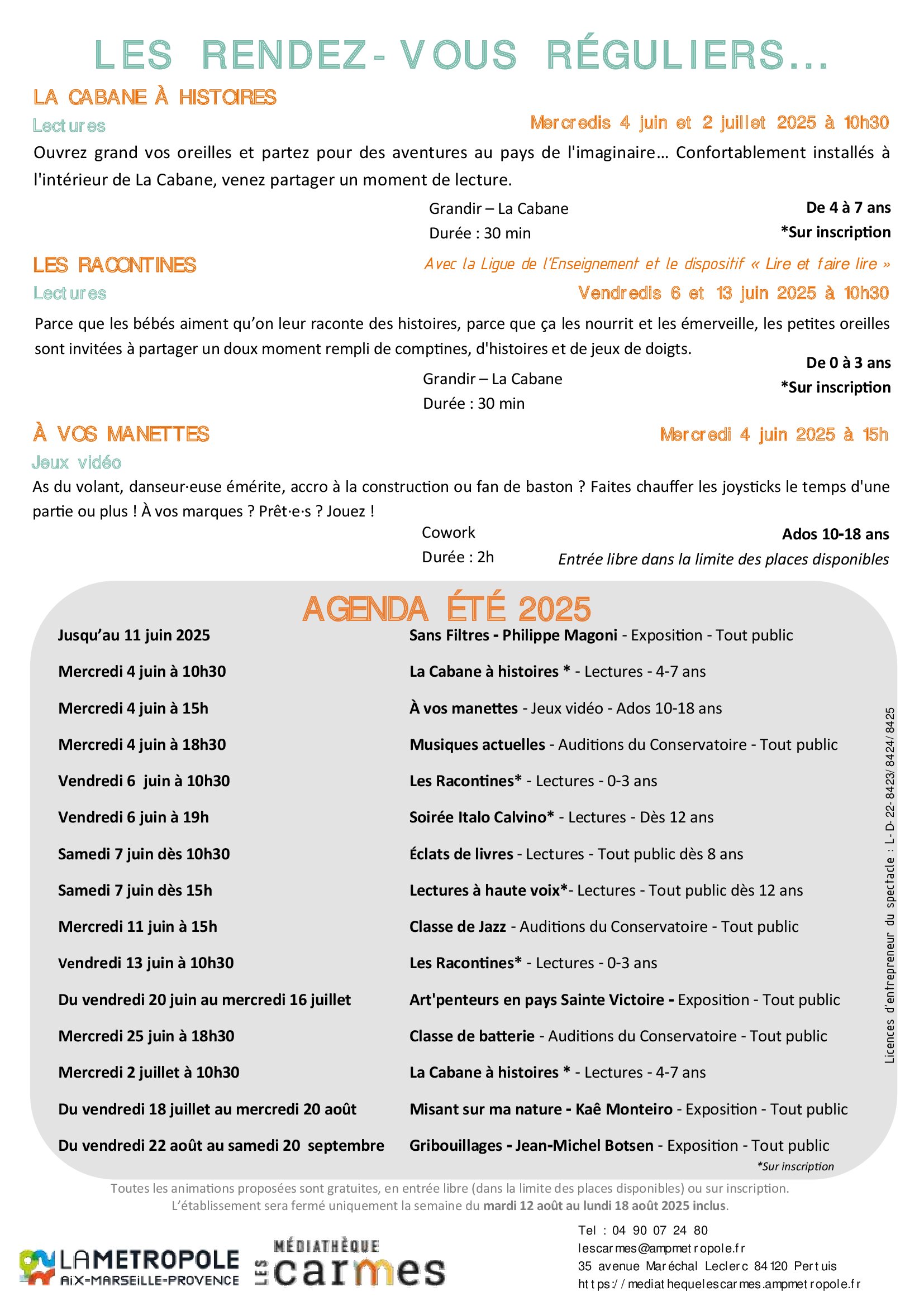 médiathèque Les Carmes , programme été 2025, Pertuis - photo 4