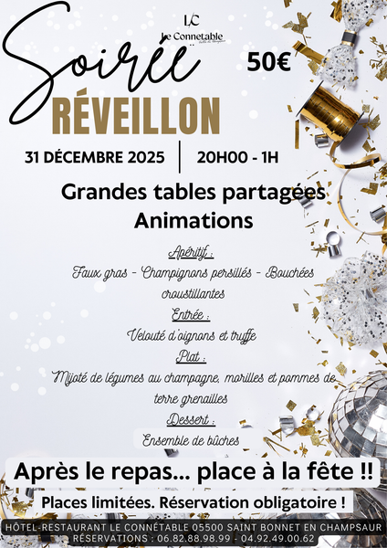 Menu Soirée Nouvel An