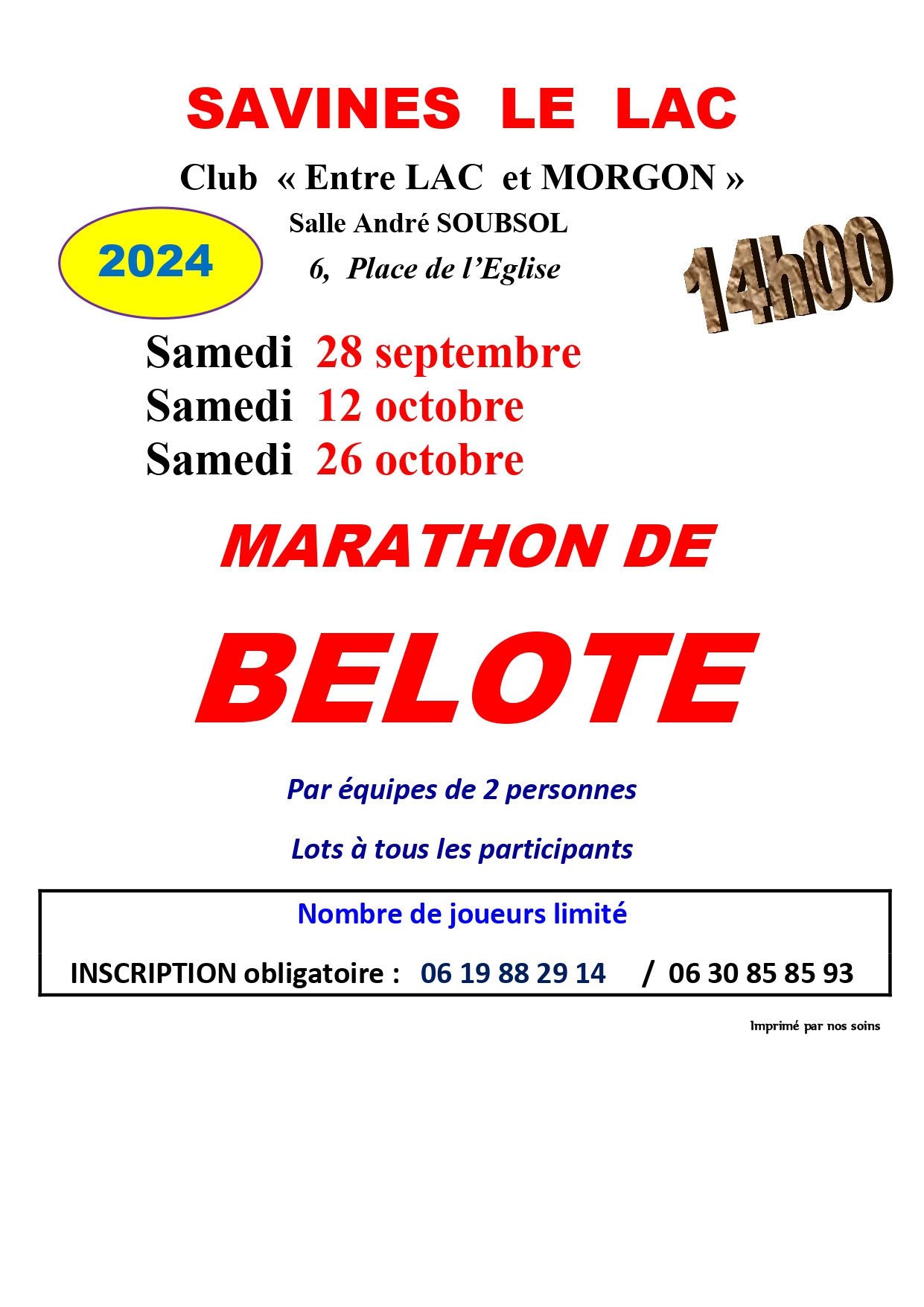 Marathon Belote SAVINES Le LAC