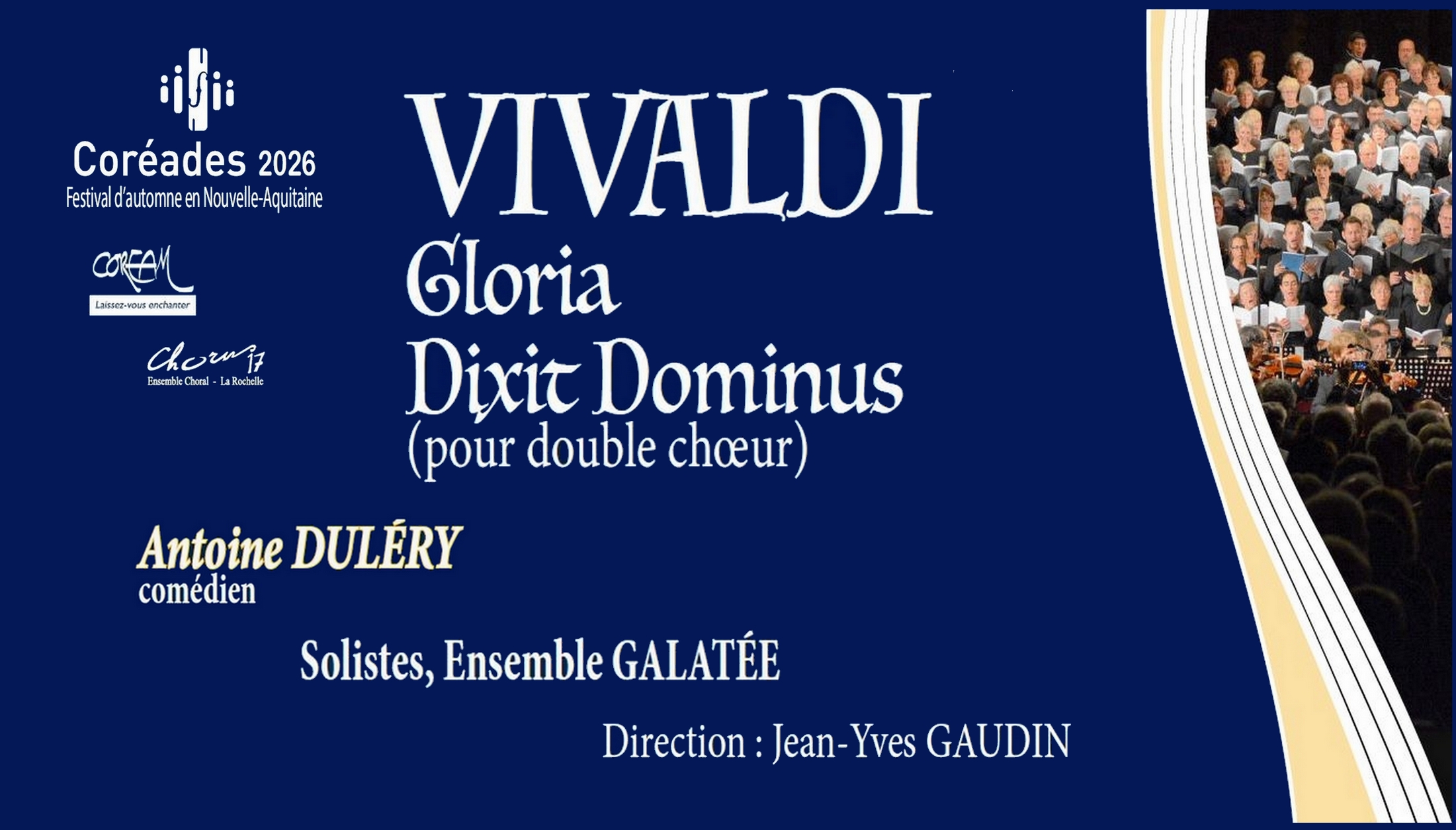 Concert - Coréades 2026: VIVALDI Gloria et Dixit Dominus pour double choeur.