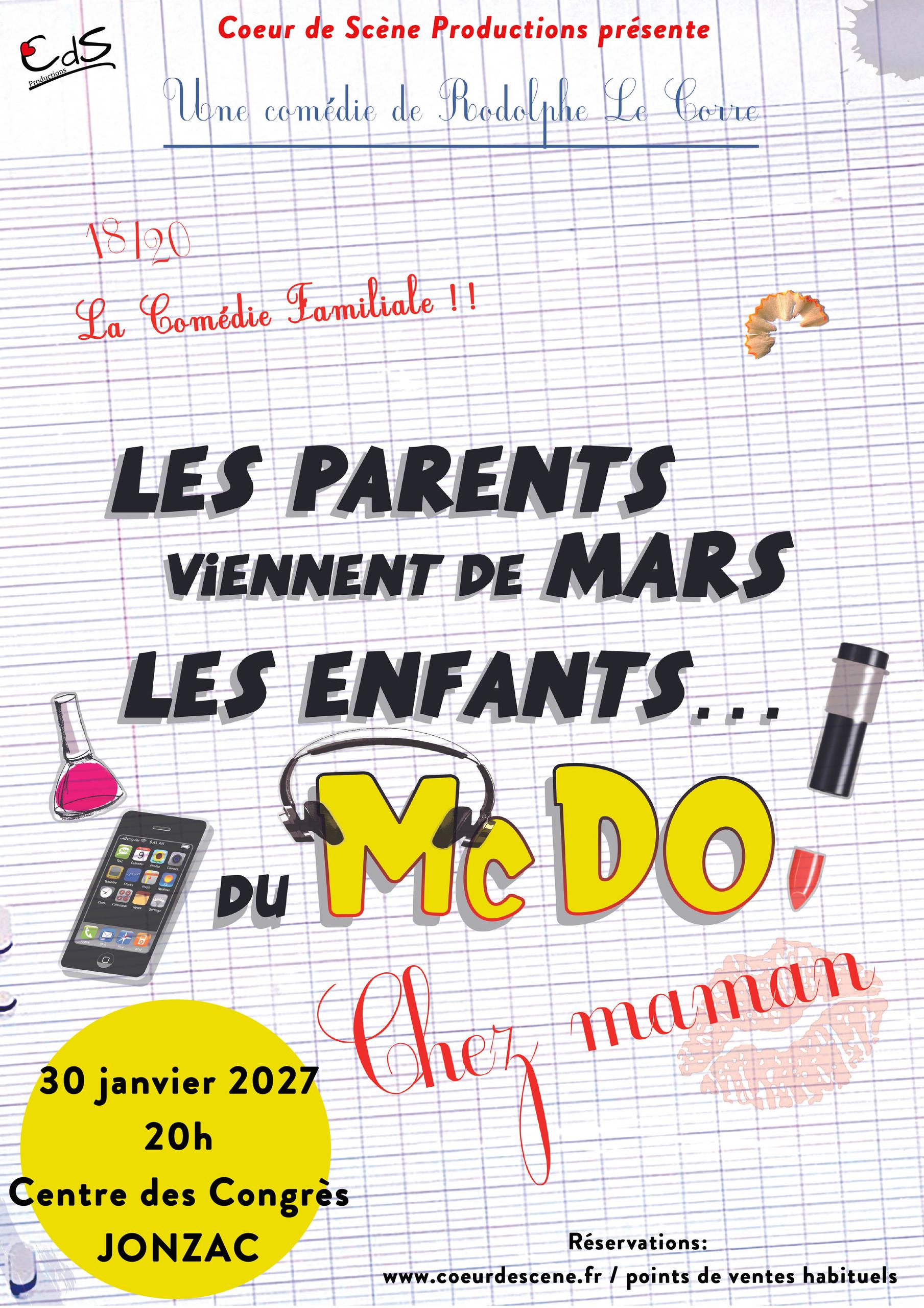 Spectacle - Les parents viennent de mars, les enfants du mcdo"