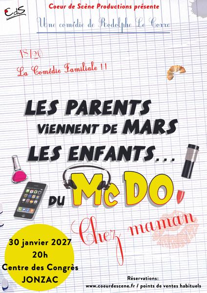 Spectacle - Les parents viennent de mars, les enfants du mcdo"