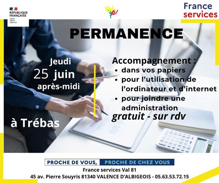 Permanence à Trébas - France Services Val81