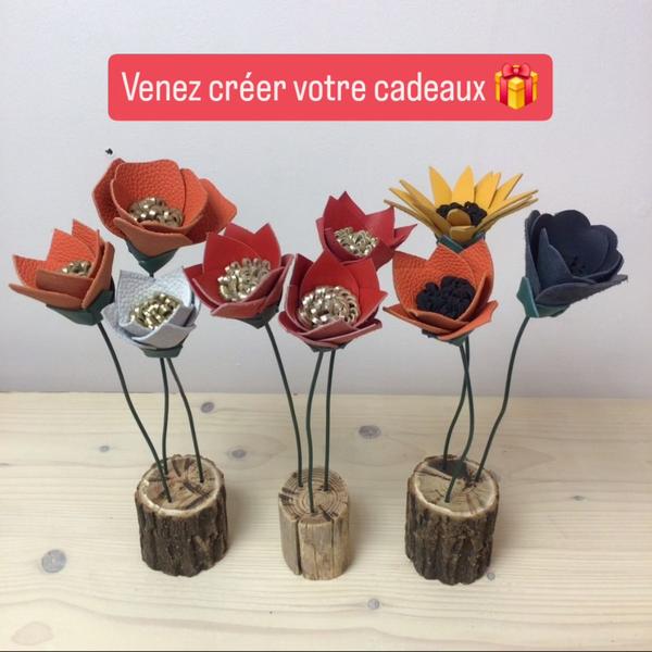 Atelier maroquinerie : création de fleurs en cuir