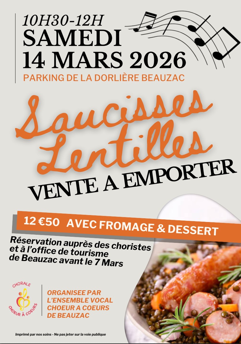 Saucisse lentilles à emporter