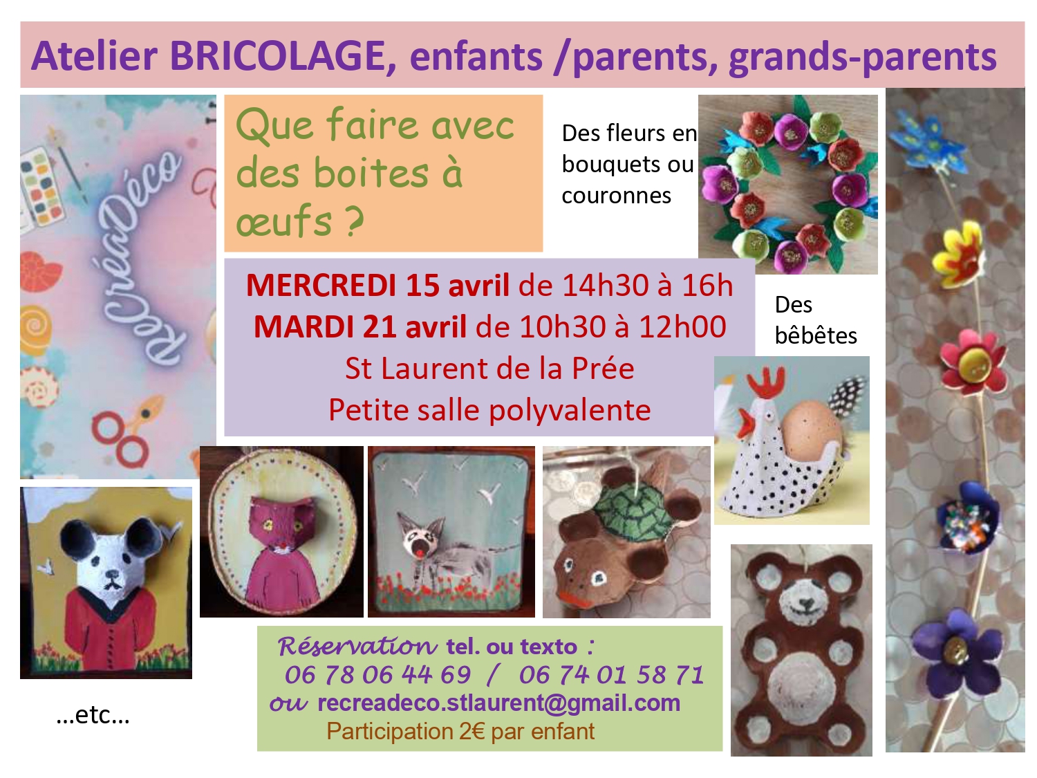 Atelier créatif boîte à œufs