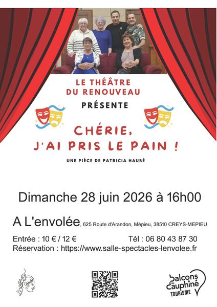 Soirée théâtre à l'Envolée : Chérie j'ai pris le pain !_Creys-Mépieu