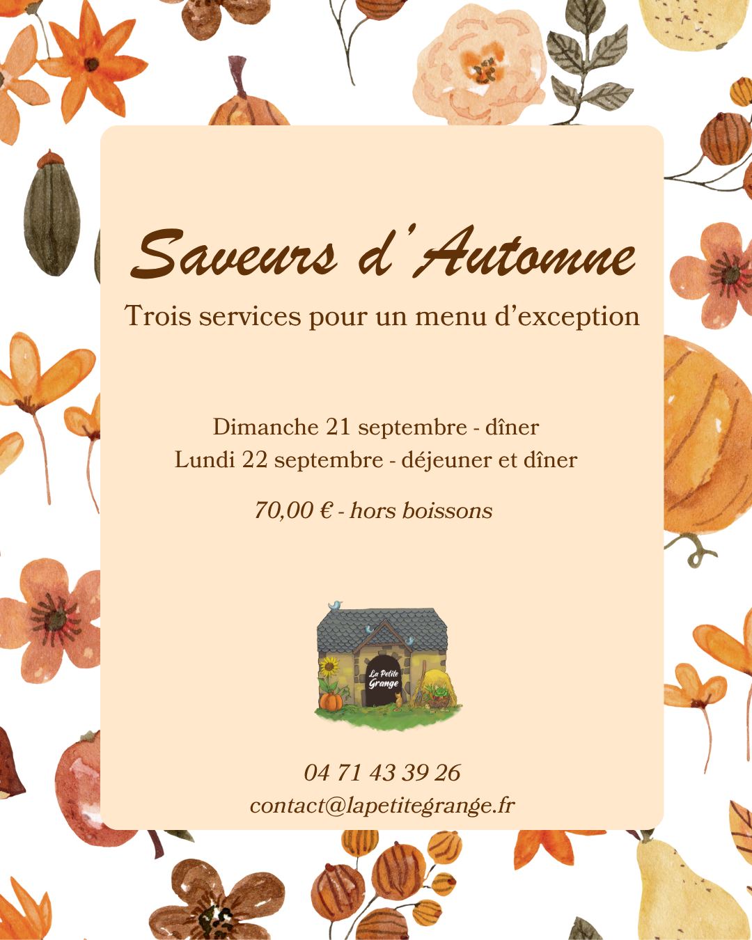 Saveurs d'Automne, pour un menu d'exception...