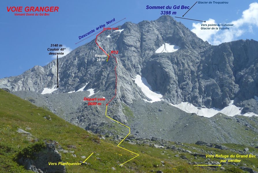 Grande voie : Le Grand Bec - Voie Granger - Planay