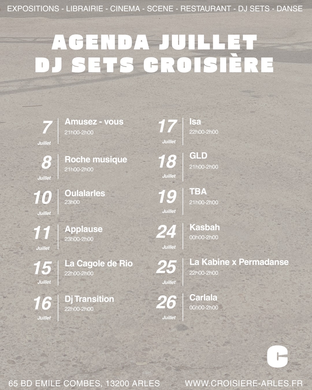 Agenda juillet Dj sets Croisière