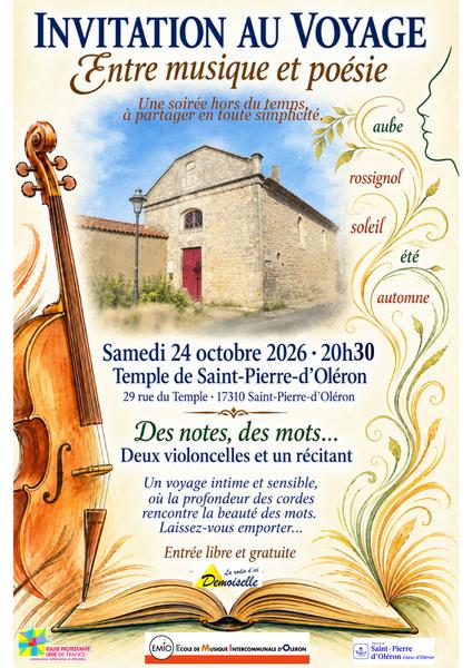 Concert "Des notes des mots" ... deux violoncelles et un récitant