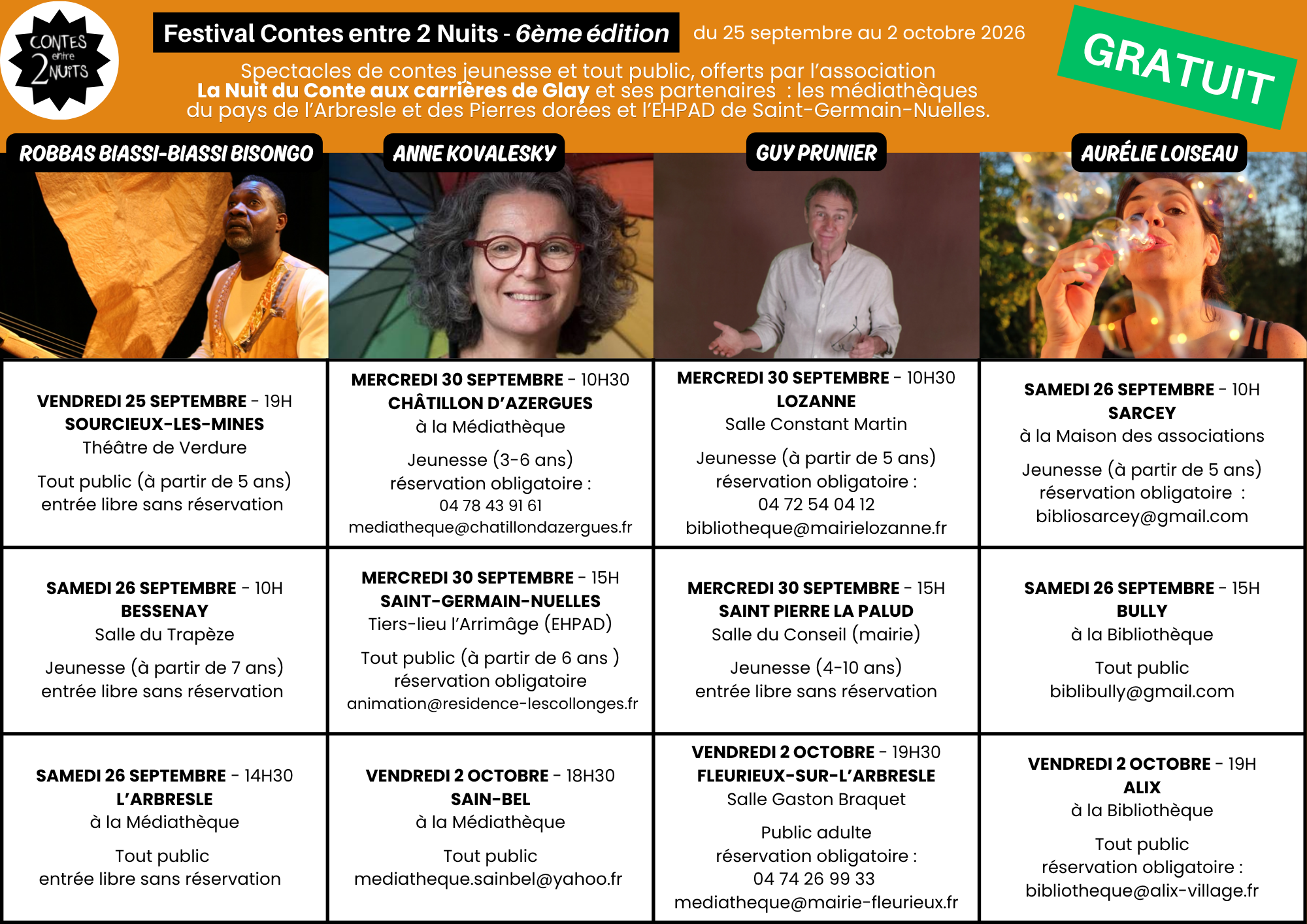 Programme Contes entre 2 Nuits