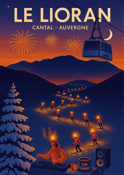 Descente aux flambeaux, feu d'artifice, Set DJ