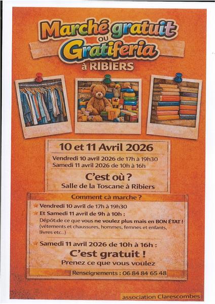 Marché gratuit ou Gratiferia à Ribiers