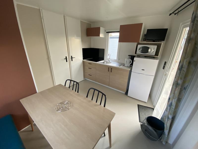 Le salon / salle à manger d'un mobilhome premium, avec