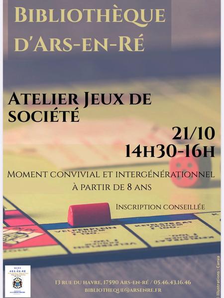 Atelier jeux de société à la bibliothèque