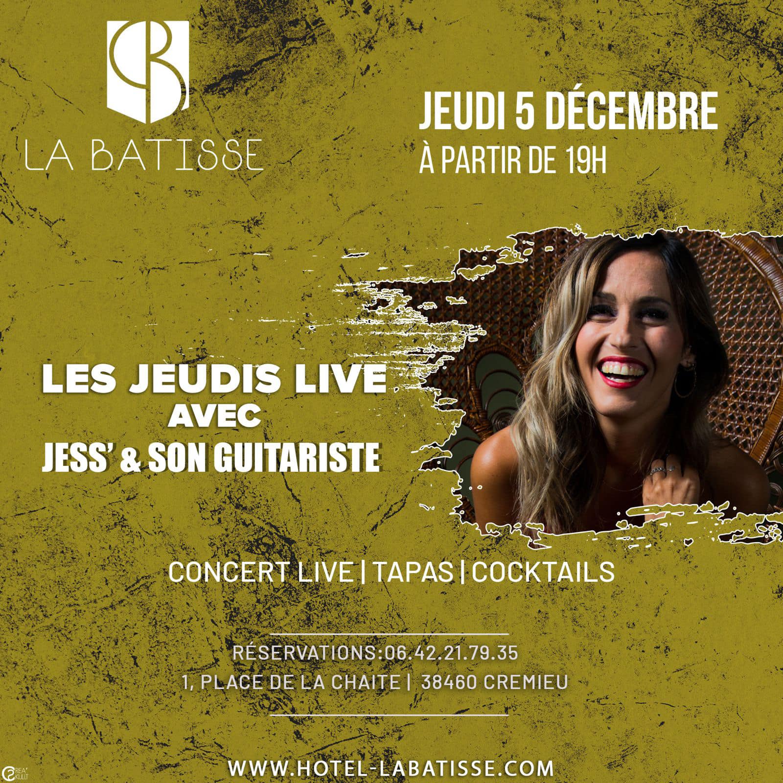 Les jeudis live de La Batisse : Jess' et son guitariste_Crémieu - Balcons du Dauphiné