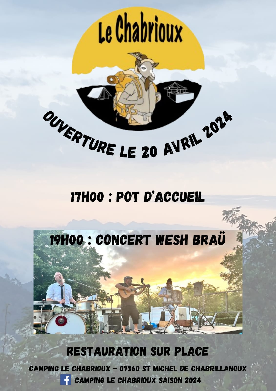 Alle leuke evenementen! : Ouverture festive du camping municipal Le Chabrioux (pot d'accueil et concerts)