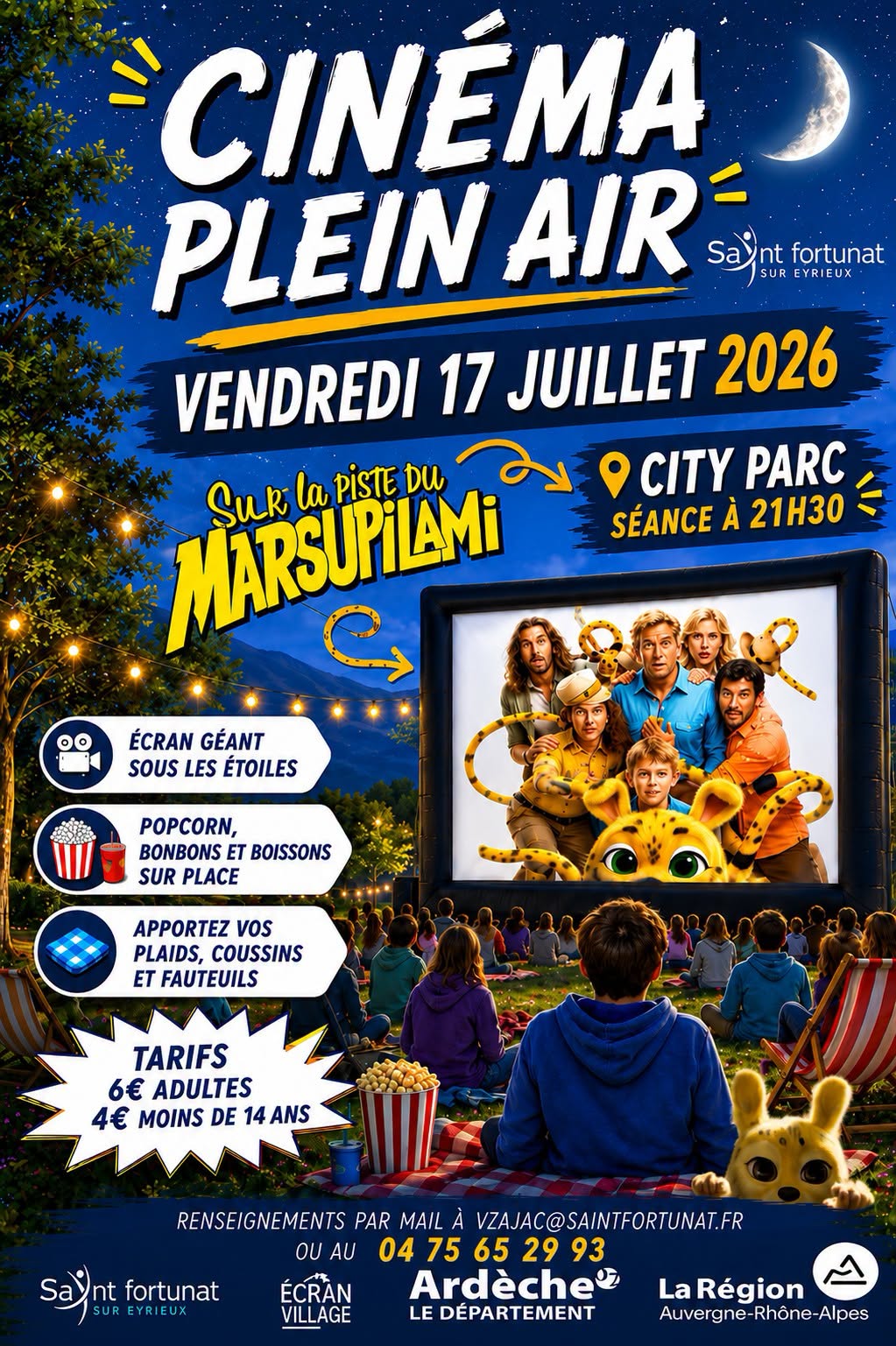 Projection cinéma en plein air du film "Marsupilami"