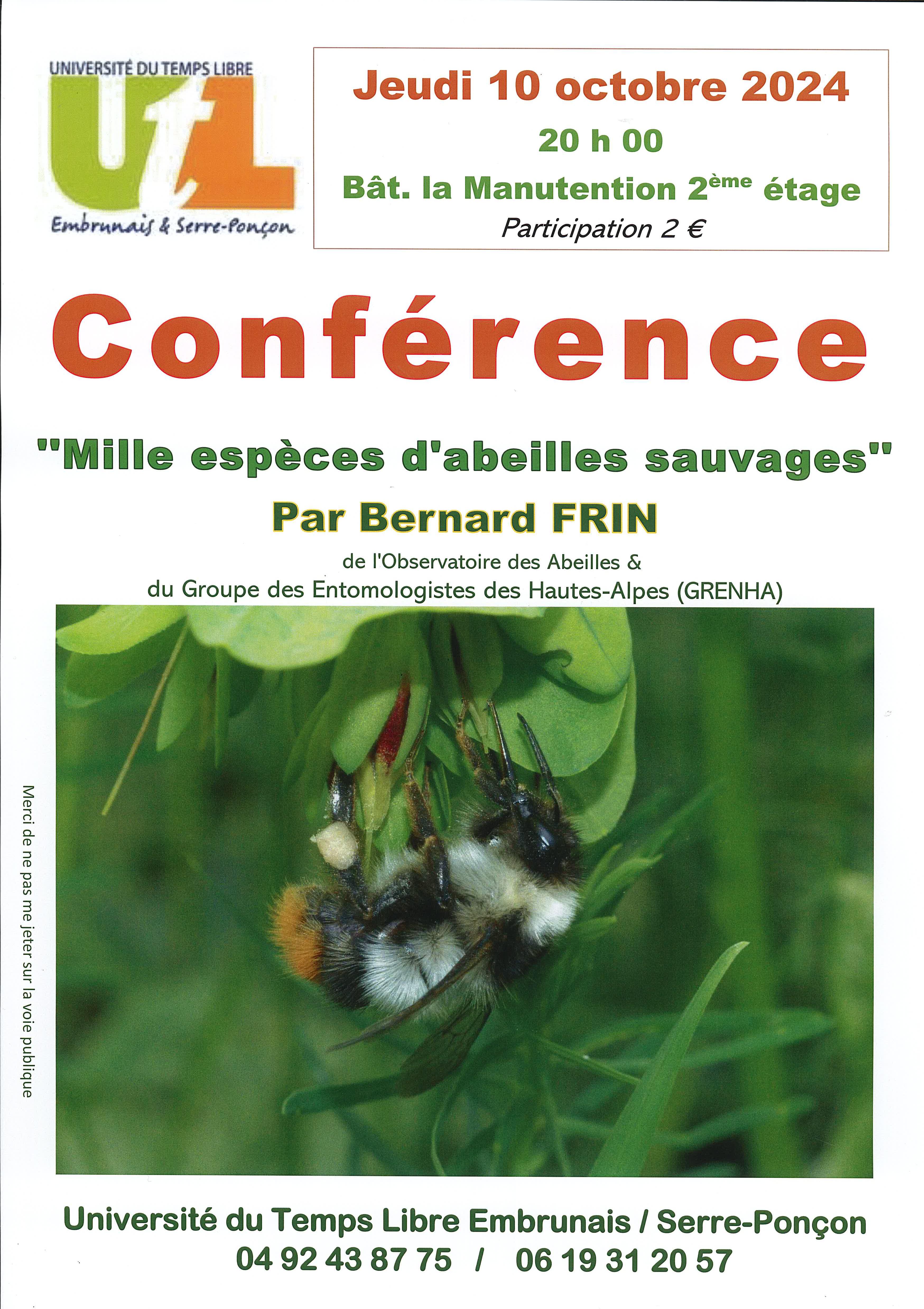 Conférence Mille espèces d'abeilles sauvages EMBRUN