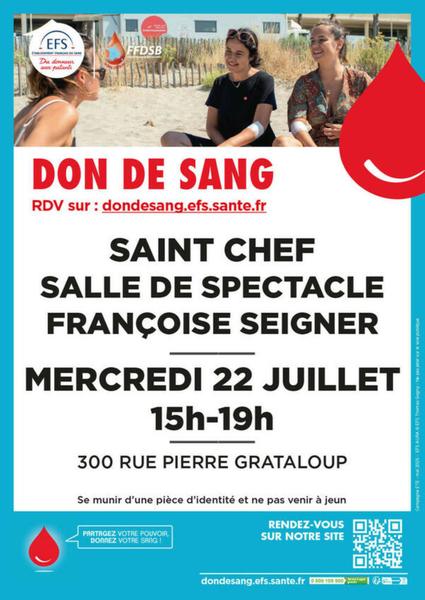 Don du sang à Saint-Chef-Office de Tourisme des Balcons du Dauphiné