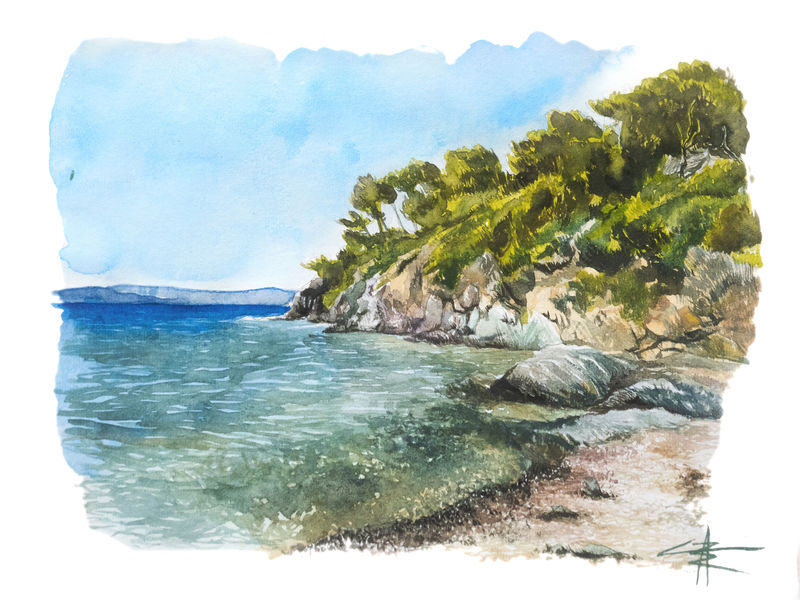 Aquarelle de Port-Cros
