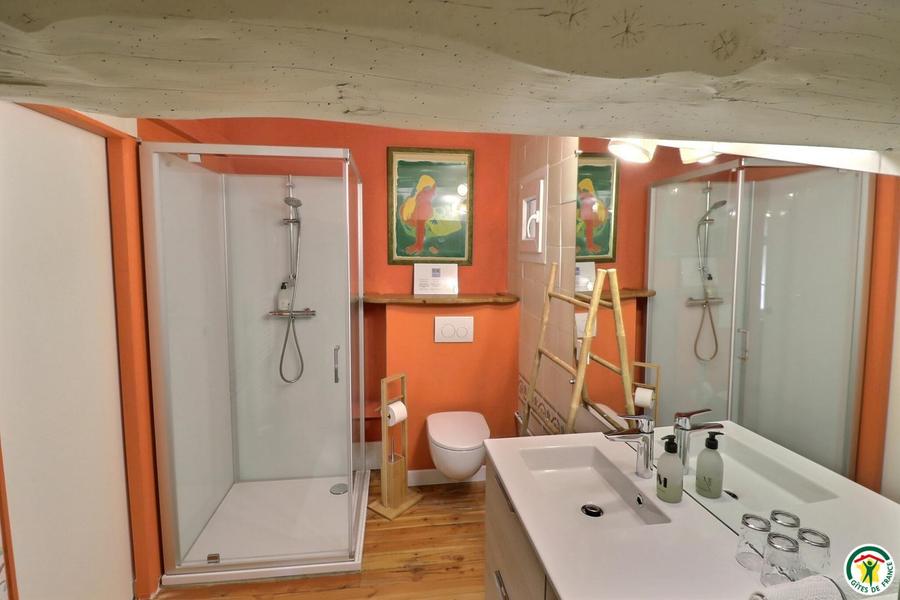 Chambre ARDECHE : salle de bain avec douche, baignoire, WC suspendu Chambre ARDECHE : salle de bain avec douche, baignoire, WC suspendu