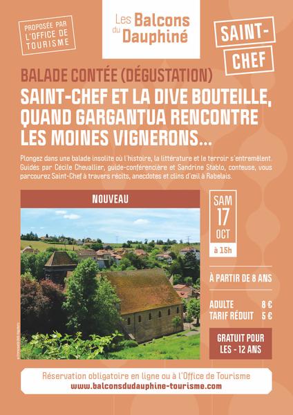 Balade guidée et contée avec dégustation : Saint-Chef et la Dive Bouteille, quand Gargantua rencontre les moines vignerons_Balcons du Dauphiné