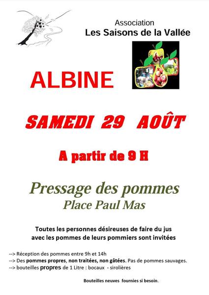 Pressage de pommes à Albine