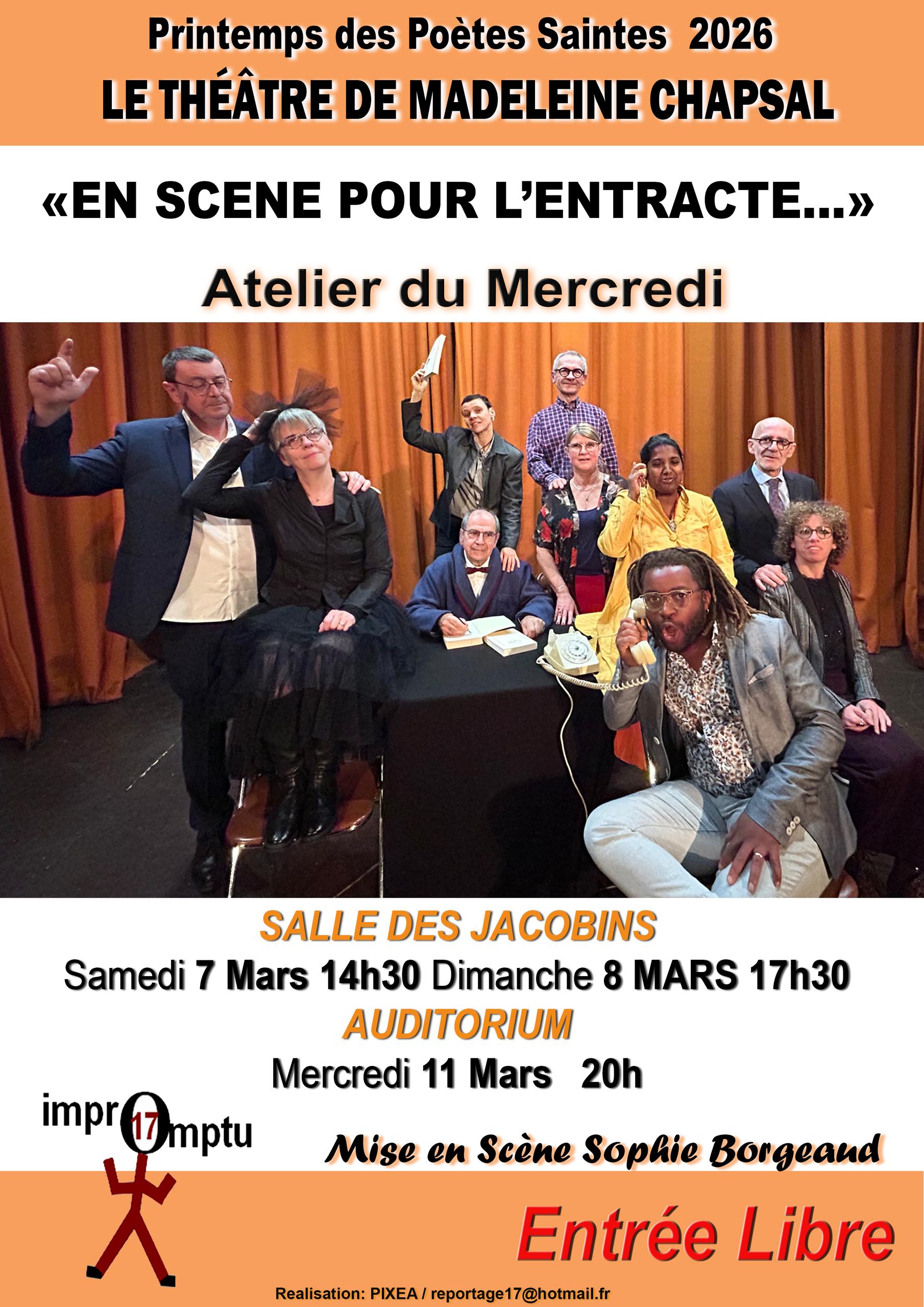 En Scène pour l'Entracte théâtre de Madeleine Chapsal par la troupe Adultes du Mercredi IMPROMPTU 17