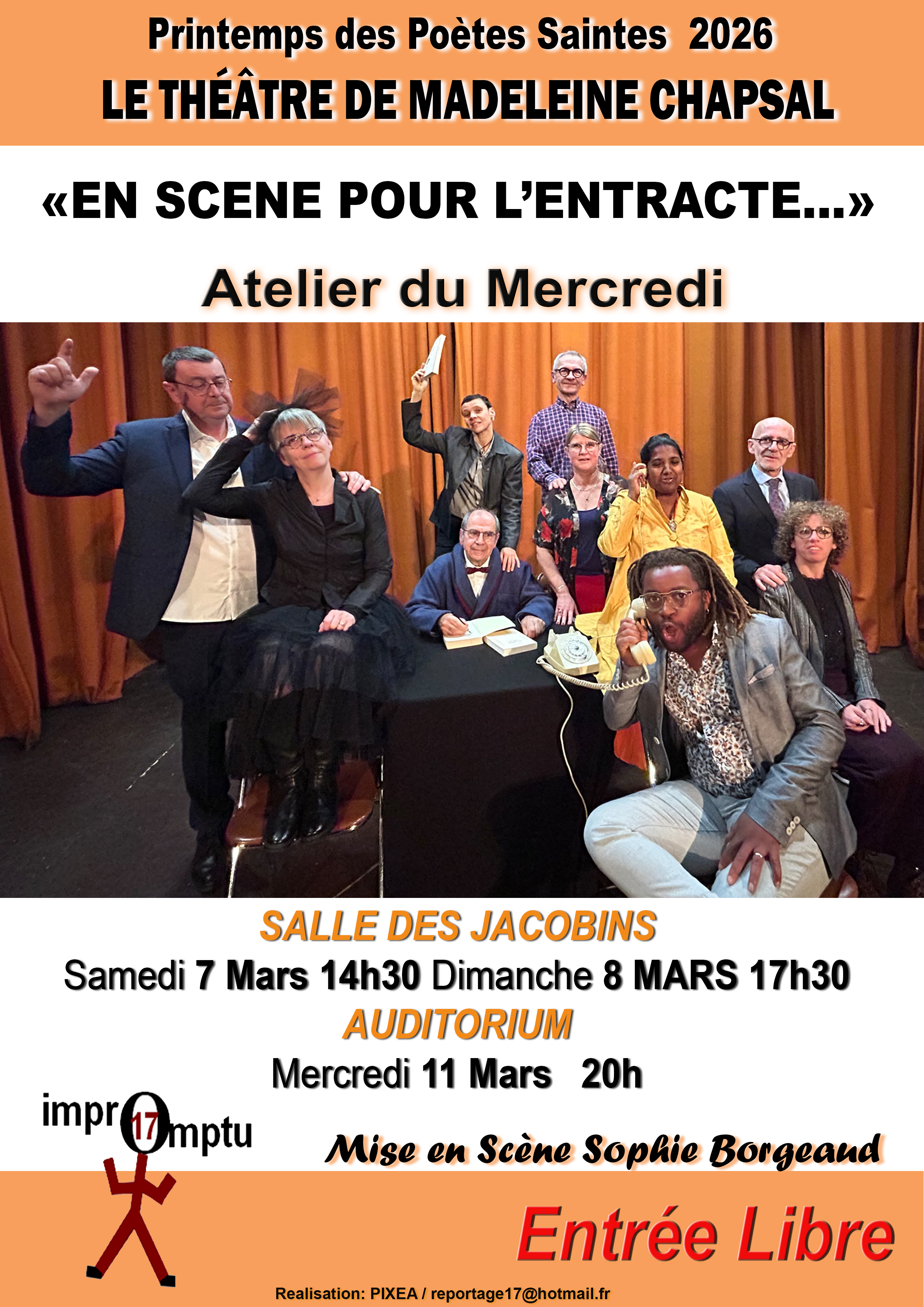 En Scène pour l'Entracte théâtre de Madeleine Chapsal par la troupe Adultes du Mercredi IMPROMPTU 17