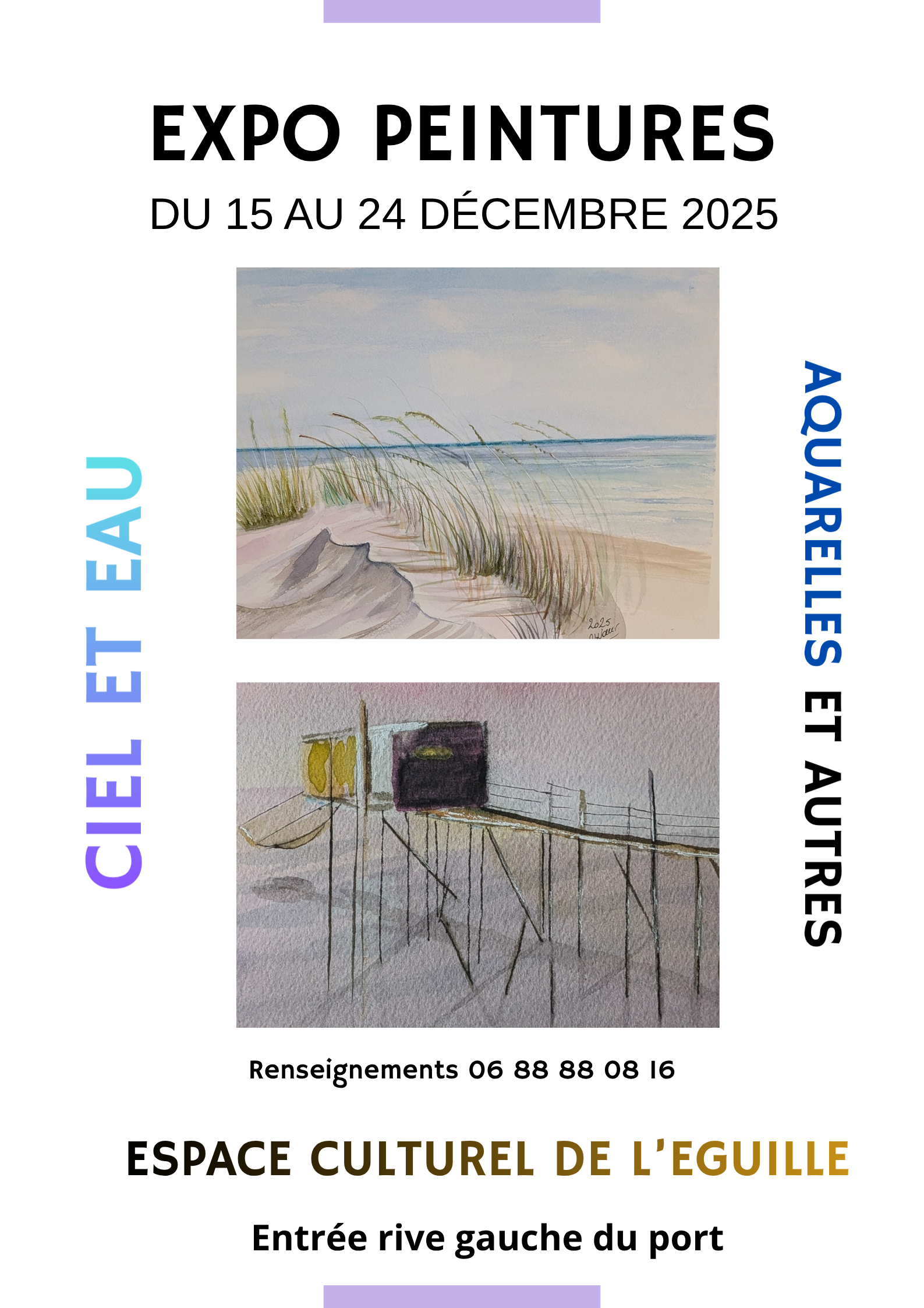 Exposition Aquarelles Ciel et Eau de Marie-Hélène Neveu