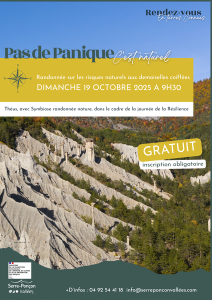 Pas de panique ! C'est naturel. Randonnée thématique risques naturels aux demoiselles coiffées._Théus - © Serre Ponçon vallées