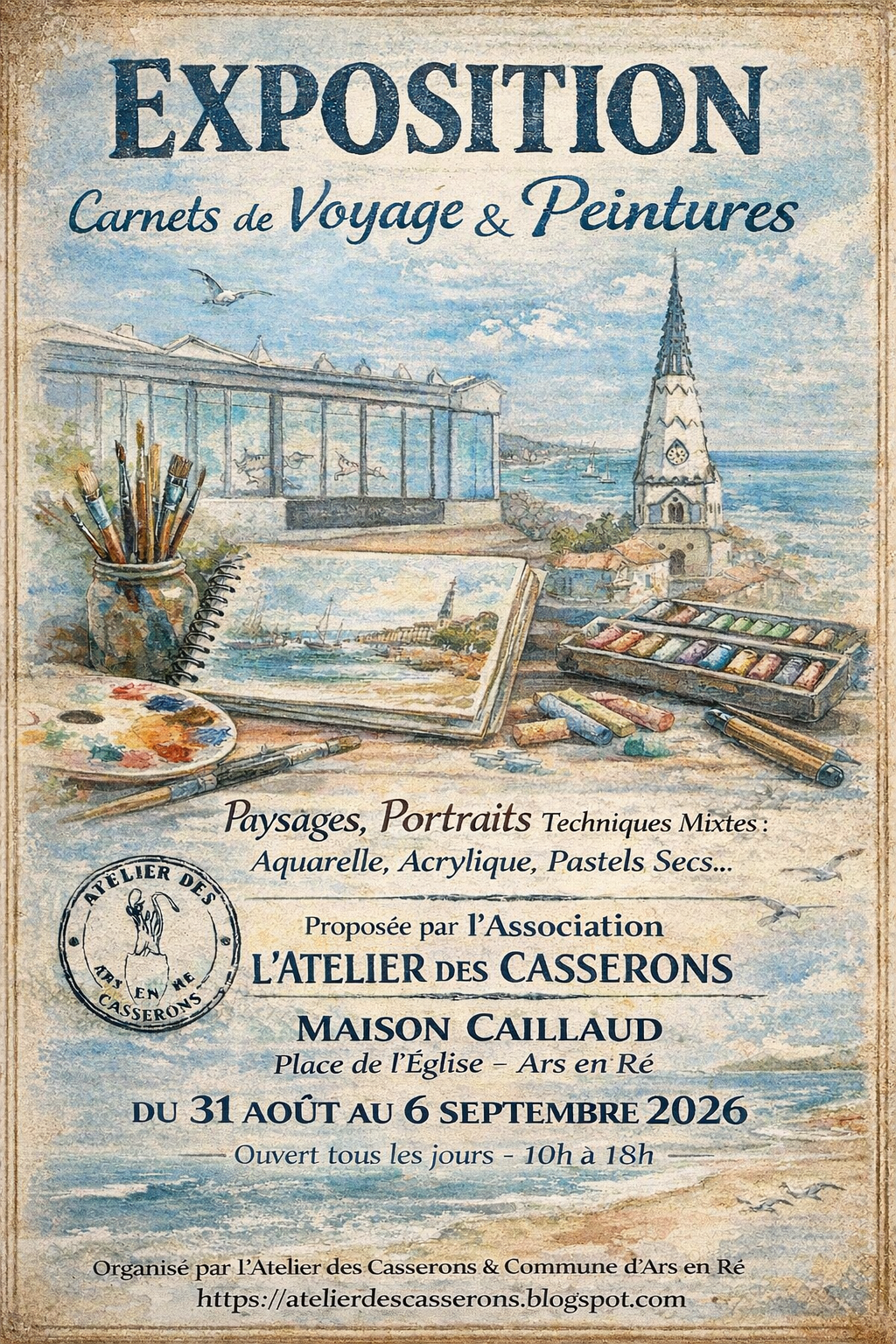 Exposition de l'association de l'Atelier des Casserons - Carnets de Voyage & Peintures