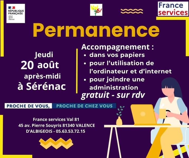 Permanence à Sérénac - France Services Val81