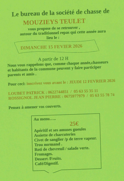 Repas traditionnel de chasse