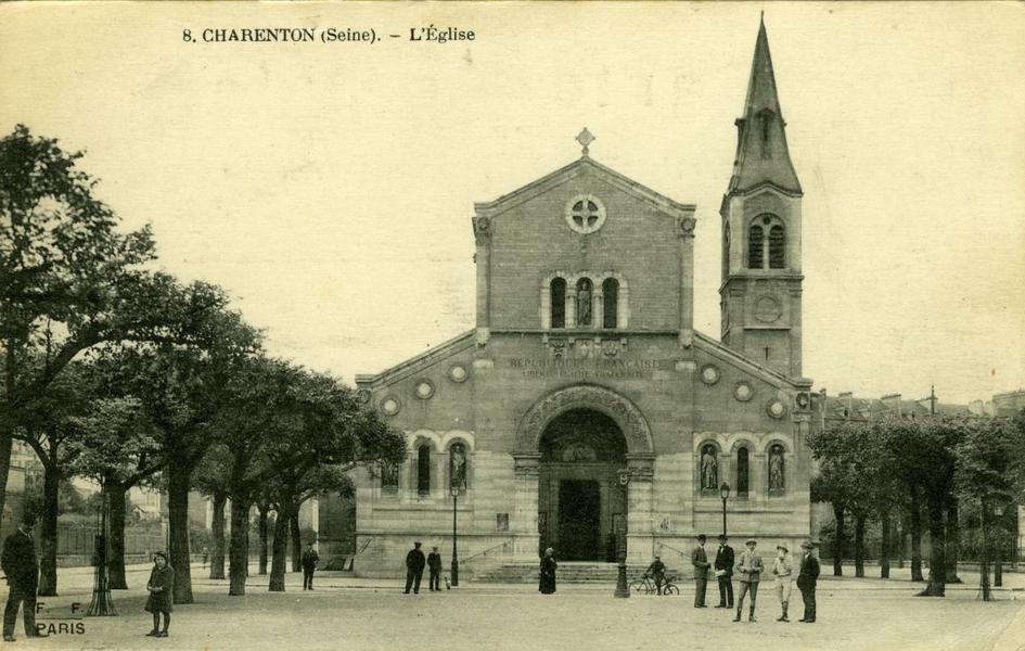 Ancienne carte postale de l'église Saint-Pierre de Charenton-le-Pont 