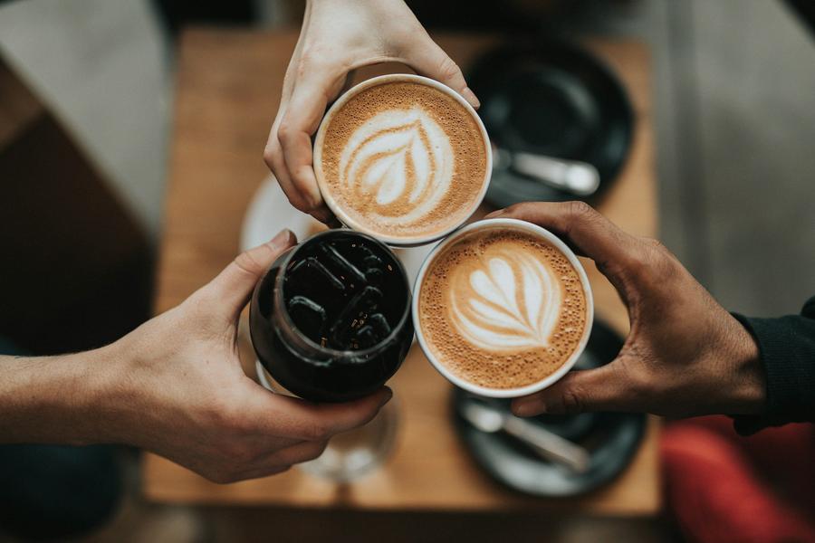 matins, café, amis