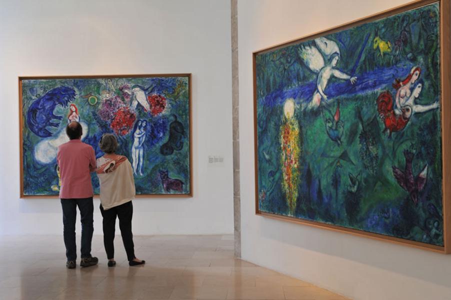 Marc Chagall, "Le Paradis" et "Adam et Eve chassés du Paradis" (1960, huiles sur toile). 