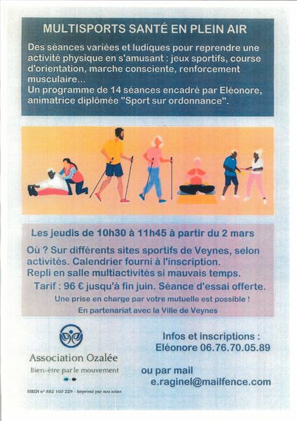 Affiche multisports santé en plein aire - © assoc Ozalée Multisports santé - © assoc Ozalée