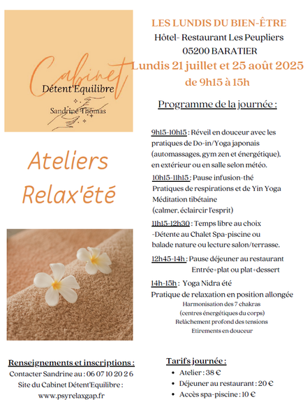 LES LUNDIS DU BIEN ÊTRE - hôtel les peupliers - © SANDRINE THOMAS LES LUNDIS DU BIEN ÊTRE - © SANDRINE THOMAS