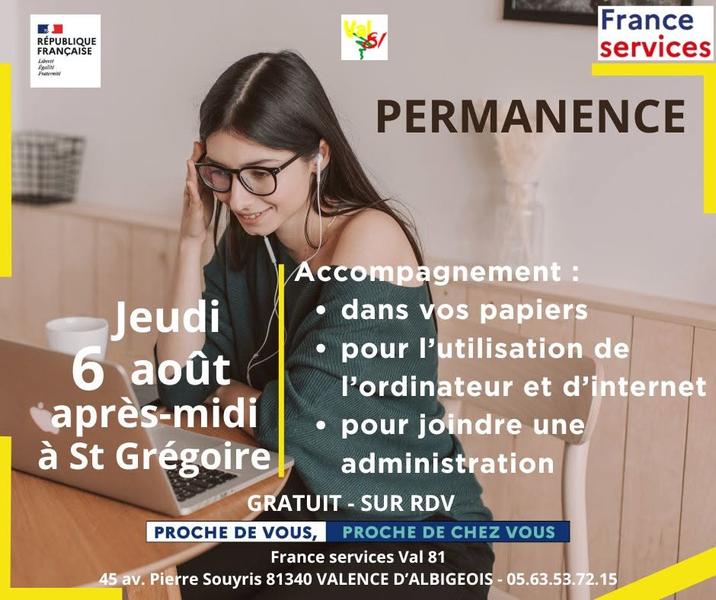 Permanence à Saint-Grégoire - France Services Val81