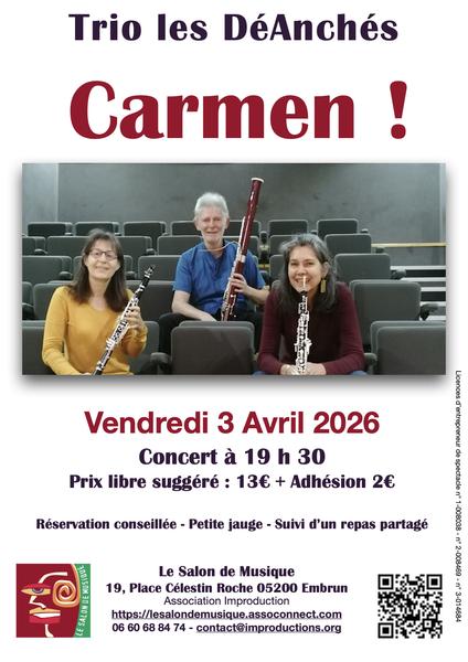 Concert - Carmen ! par le trio les DéAnchès