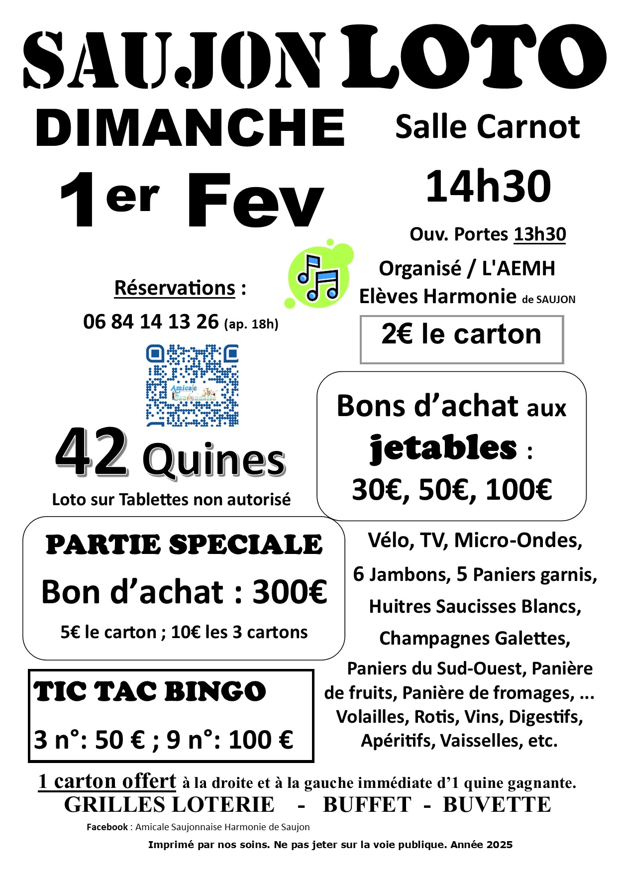 Loto de l'association des élèves musiciens de l'harmonie